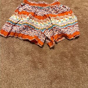 Vibrant Orange Patterned Kids Shorts